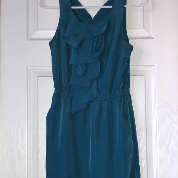 Short sleeve teal ruffle dress - Picture 1 of 3